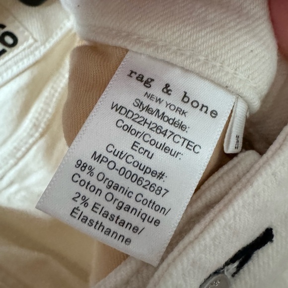 NWT RAG & BONE Nina High Rise Ankle Cigarette Ecru Jeans in 26 size - Picture 5 of 17